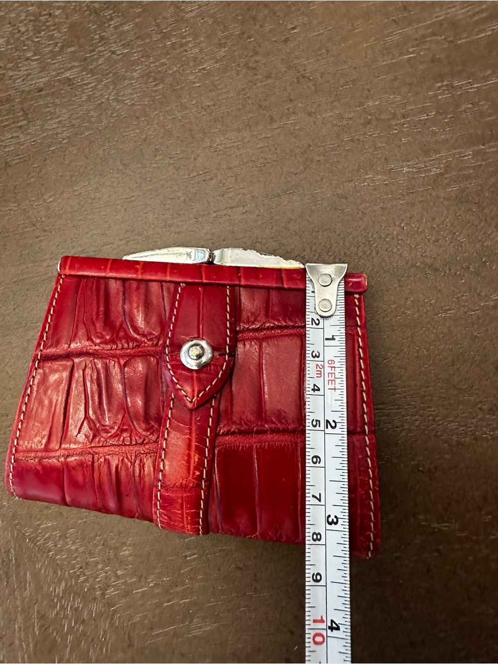 Brighton Vintage Red Croc-Embossed Leather Coin Wallet/ Card Holder - Picture 13 of 15